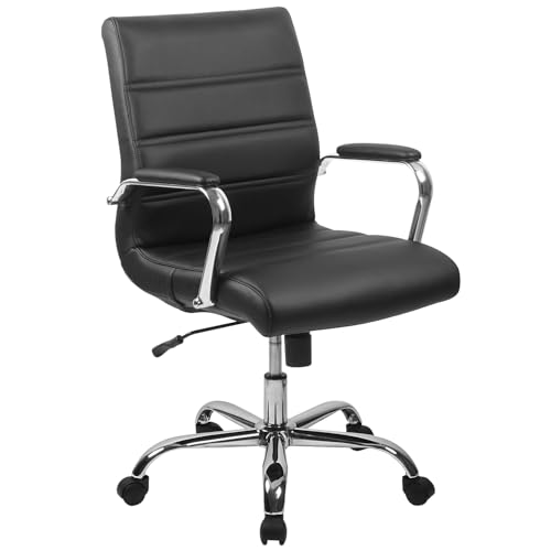 Flash Furniture 5 Piece Mahogany Oval Conference Table Set with 4 Black and Chrome LeatherSoft Executive Chairs Flash Furniture