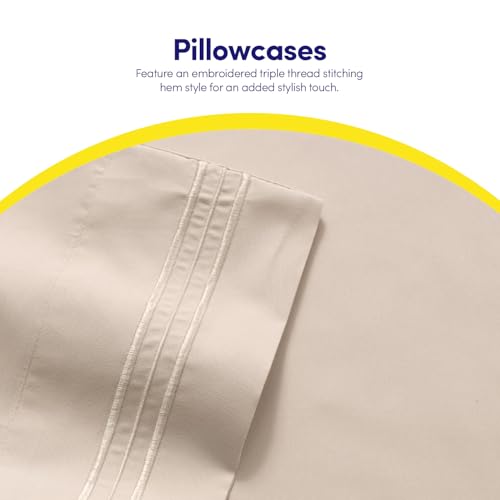 1500 Supreme Collection Queen Sheet Sets Beige Cream - Luxury Hotel Bed Sheets and Pillowcase Set for Queen Mattress - Extra Soft, Elastic Corner Straps, Deep Pocket Sheets, Queen Beige Cream Sweet Home Collection