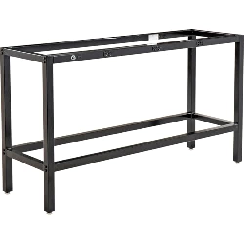 Global Industrial Standing Height Table with 12 AC Power Outlets, 96" L x 36" W x 42" H, Gray Laminate Top, Black Steel Frame, Standing Rectangular Bar Table Global Industrial