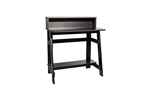 OneSpace Lennox Hutch Computer Desk, Small Desk for Home Office, Compact Writing Desk, Black OneSpace
