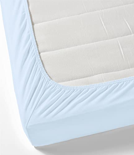 1000-Thread-Count 100% Pure Cotton Bed Sheets -4 Pc King Size Light Blue Sheet Set, Single Ply Long Staple Combed Cotton Yarns, Best Luxury Sateen Weave, Fits Mattress Upto 17'' Deep Pocket Comfortica Classics