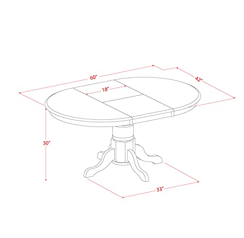 East West Furniture AVGR5-OAK-W 5 Piece Dining Room Table Set Includes an Oval Kitchen Table with Butterfly Leaf and 4 Dining Chairs, 42x60 Inch, Oak East West Furniture