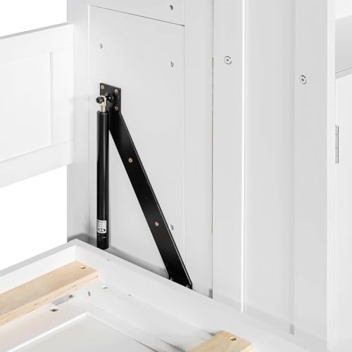 MERITLINE Full Murphy Bed with Storage Shelves,Cabinets,Bookcase, Wood Vertical Murphy Wall Bed Cabinet with Storage Shelves Bookshelves,for Adults,White MERITLINE