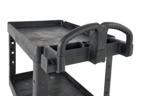 Rubbermaid Commercial Products 2-Shelf Utility/Service Cart, Medium, Lipped Shelves, Ergonomic Handle, 500 Lbs Capacity, for Rubbermaid Commercial Products