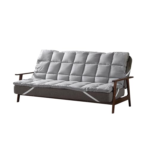 CirclesHome Grey Futon Mattress Toppers with Anti-Slip Anchors - Futon Cover Filled with Plush Down Alternative Fill - Full Size Futon Cover is Soft, Comfortable and Allergy Free (Size: 54 x 75 x 2) CIRCLESHOME