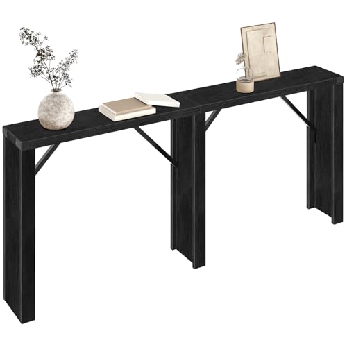 YATINEY Console Table, 63" Long Behind Couch Sofa Table, Entryway Table, Farmhouse Console Table for Narrow Spaces, Hallway, Living Room, Black CT30BB YATINEY