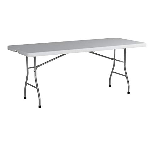 Office Star Resin Rectangle Center-Folding Portable Table for Picnics, Camping, and Tailgating, 6 Feet Office Star Products