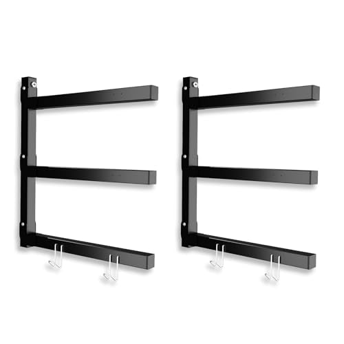 S&R PLKOP 3-Level Lumber Storage Rack, Wall Mounted Wood Organizer - 2 Pack, Black, Metal for Wood Storage & Lumber Racks S&R PLKOP