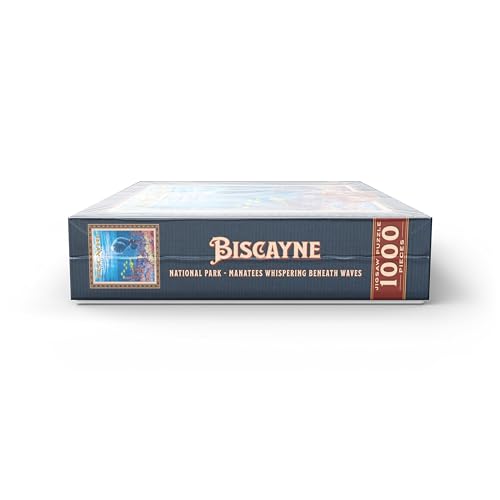 MyPuzzle Biscayne National Park - Manatees Whispering Beneath, Vintage Travel Poster - Premium 1000 Piece Jigsaw Puzzle for Adults MyPuzzle.com