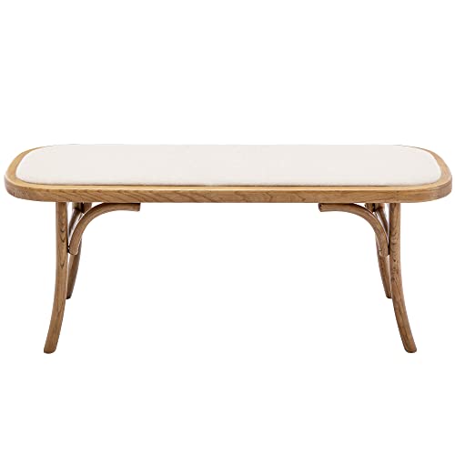 DM Furniture Farmhouse Wood Bench Small Entry Way Bench Seat Narrow Dining Bench Bed End Indoor Bench for Living Room Foyer Indoor, Uphostered Bench DM Furniture