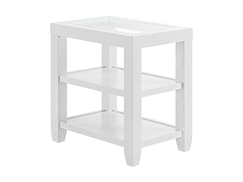 Martin Svensson Home Cordero Glass Top Wood White Side Shelf Storage Chairside End Table Martin Svensson Home