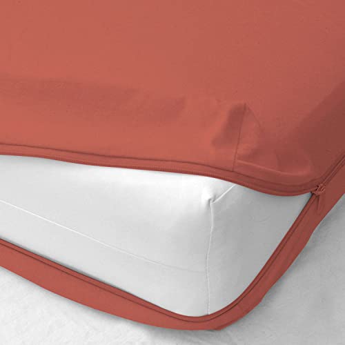 Full Size Armless Futon Covers - 100% Egyptian Cotton Futon Slipcovers - Zippered Couch Cover Sofa Bed Protector, Sleeper Sofa Cover, Machine Washable, Brick Red Yarns of Cotton
