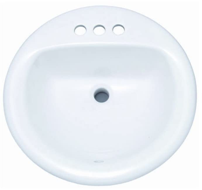 PROFLO PF194R Rockaway 19" Circular Vitreous China Drop In Bathroom Sink with Overflow and 3 Faucet Holes at 4" Centers - White ProFlo