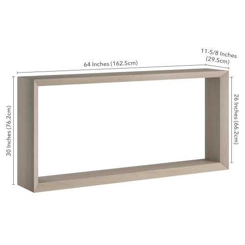 Henn&Hart 64" Wooden Rectangular Console Table Entryway Table, Sofa Table with Wooden Shelf for Entryway, Living Room, Couch, Hallway, or Office, Beech White Henn&Hart