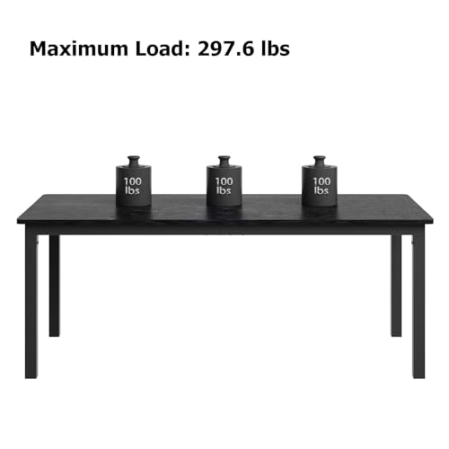 dainslef 79 Inch Industrial Dining Table, Large Rectangle Kitchen Table with Metal Legs, Round Corners, Wooden Conference Tables Writing Desk for Dining Room, Living Room, Classic Black dainslef