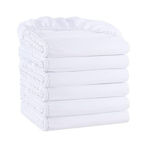 Arkwright Bulk Twin Fitted Sheets - Pack of 6 - Soft Brushed Microfiber Hypoallergenic Bottom Sheet Only with Deep Pocket, Bedding Essentials for Hosts and Hotels, White Arkwright LLC