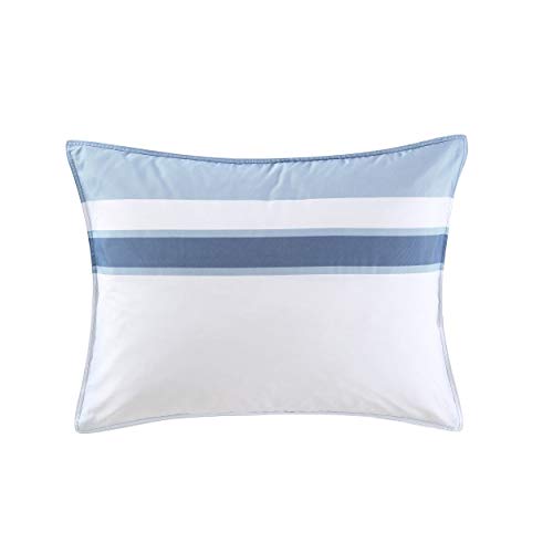 Nautica - Queen Comforter Set, Reversible Cotton Bedding with Matching Shams, Medium-Weight for Year Round Use, Oeko-Tex Certified (Trimmer Blue) Nautica