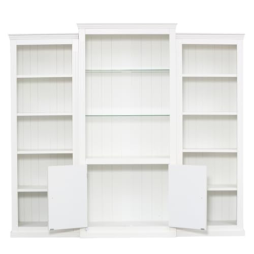Merax 3-Pieces Bookcase Display Cabinet 87"x17"x79" White Tall Bookshelf, 5 Colors Adjustable LED Cabinet Ceiling Light, 5-Tier Collection Bookcase for Home Office Studio Merax