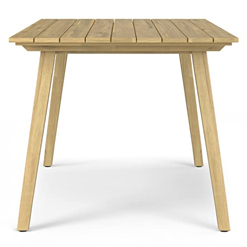 SIMPLIHOME Kona SOLID ACACIA WOOD 65 Inch Wide Contemporary Outdoor Dining Table in Light Teak, For the Dining Room and Porch SIMPLIHOME