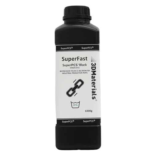 SuperPCS 3D Printer Resin, Toughest and Fastest, 50um 1.8GPa Print in 1.5 sec, Made in Korea by 3DMaterials (1000g, Black) 3DMaterials