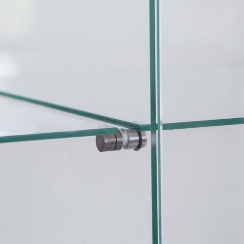 Maotifeys Modern Glass Display Cabinet 5-Shelf with LED Light,Mirror,Lock and Wheels,2 Door Curio Cabinets,Tempered Glass Collection Display Showcase for Living Room Home Office,30.9x13.5x74.8"H,White Maotifeys