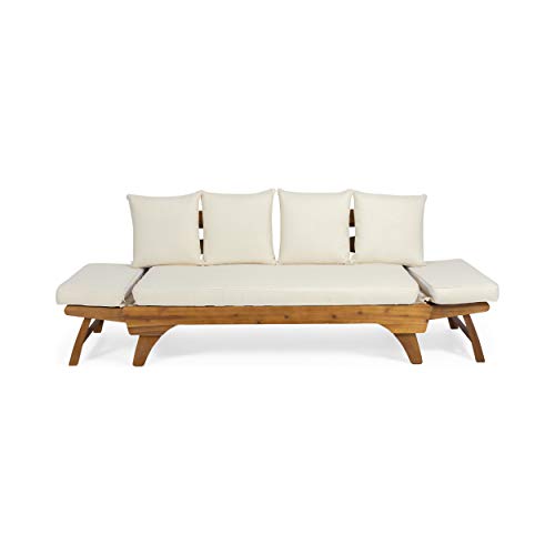 Christopher Knight Home Patrick Outdoor Acacia Wood Expandable Daybed with Water Resistant Cushions, Teak Christopher Knight Home
