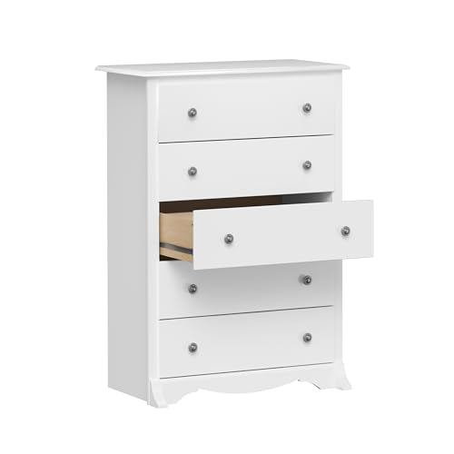 Prepac Sonoma Superior 5-Drawer Chest for Bedroom - Spacious and Stylish Chest of Drawers, Measuring 17.75"D x 31.5"W x 44.75"H, In White Finish Prepac