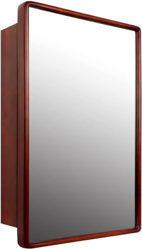 LuxyDecor Medicine Cabinets Mirror Modern Wall Mounted Mirror Cabinet Solid Wood with Storage 24" x 16" (Brown) LuxyDecor
