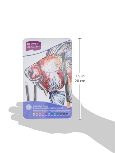 Derwent Academy Watercolor Pencils, 3.3mm Core, Metal Tin, 12 Count (2301941) Derwent Academy