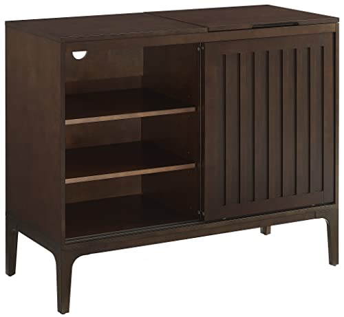 Crosley Furniture Asher Media Console and Record Player Stand with Storage for Vinyl Records, Dark Brown Crosley Furniture