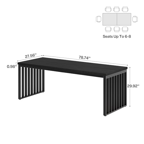 Tribesigns 6.56 ft Conference Table, Large Rectangle Meeting Seminar Table, Industrial Long Business Table for 6-8 People (Without Chair) (Black) Tribesigns