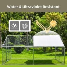 Outdoor Metal Chicken Coop,Metal Chicken Coop with Run,Walk-in Poultry Cage Spire-Shaped Chicken Run with Waterproof and Anti-Ultraviolet Cover for Outside,Backyard and Farm,19.6'x9.8'x6.4' HOOYEAH