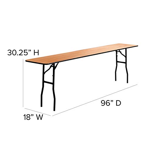 EMMA + OLIVER 8-Foot Rectangular Wood Folding Training/Seminar Table with Clear Coated Top EMMA + OLIVER