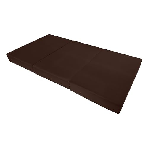 D&D Futon Furniture Brown Twin Size Shikibuton Trifold Foam Bed 6 x 39 x 75 Long, 1.8 Lbs High Density White Foam, Floor Foam Folding Mattress Ottoman D&D Futon Furniture