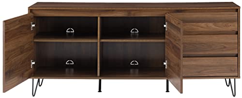 Crosley Furniture Teagan Mid Century Record Storage Sideboard Buffet Cabinet, Brown Oak Crosley Furniture
