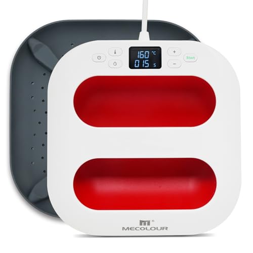 MECOLOUR Heat Press Machine for T Shirts, Portable Heat Press 9"X9" With Heat Press Mat, PTFE Teflon and 8 Pcs Tshirt Ruler Guide, Tshirt Press Machine for Sublimation, HTV, Heat Transfer Projects Red MECOLOUR