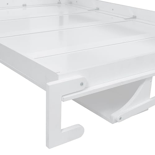 Merax Queen Murphy Bed with Tall 90.6" Closet Wardrobe & Shelves & Drawers, All-in-One Multi-Storage Side Flip Wood MDF Murphy Cabinet Bed Desk, Open/Close Hydraulically (White) Merax