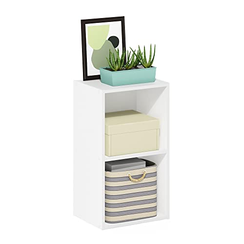 Furinno Luder Bookcase / Book / Storage, 2-Tier Cube, White Furinno