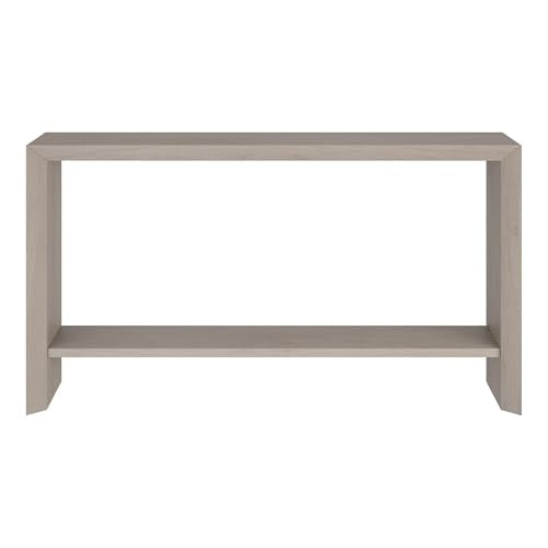 Henn&Hart 55" Wooden Rectangular Console Table Entryway Table, Sofa Table with Wooden Storage Shelf for Entryway, Living Room, Couch, Hallway, or Office, Beech White Henn&Hart