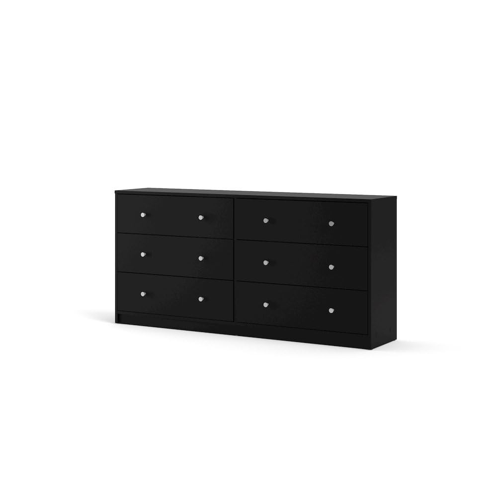 Sleek 6 Drawer Double Dresser in Elegant Black Finish for Modern Spaces Furnifact