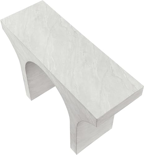 Meridian Furniture 99073White-T Pomezia Collection Art Deco Wood Frame Console Table in White Marble Finish, 45.5" W x 16" D x 31.5" H, White Meridian Furniture
