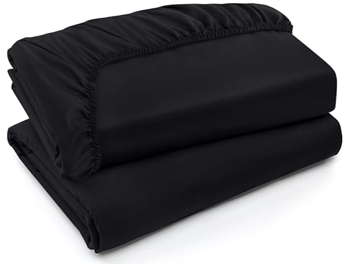 Utopia Bedding Twin Fitted Sheets - Bulk Pack of 2 Bottom Sheets - Soft Brushed Microfiber - Deep Pockets - Shrinkage & Fade Resistant - Easy Care (Twin, Black) Utopia Bedding
