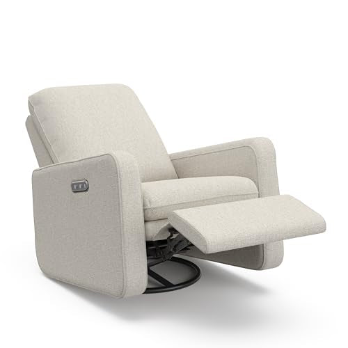 Graco Teddi Power Recliner Swivel Glider, Electronic Power Recline, Oeko-TEX 100 Certified, USB-A & USB-C Charger, Premium Cushioning & Comfort – (Dune Basketweave)