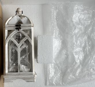 Romadedi Decorative Candle Lantern Wood - Rustic Wooden Lantern for Farmhouse Home Living Room Shelf Patio Table Decoration Christmas Holloween Wedding Party Table Centerpiece, Washedwhite Romadedi