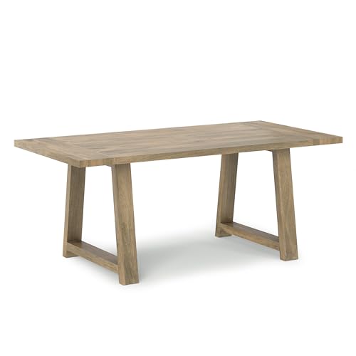 SIMPLIHOME Whitley Dining, Solid Mango Wood Farmhouse-Style Rectangular Kitchen Table in Grey Wash for 4 to 8 People, 72 inches SIMPLIHOME