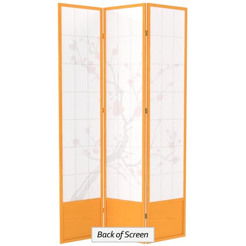 Red Lantern 7 ft. Tall Cherry Blossom Shoji Screen - Honey - 3 Panels Red Lantern