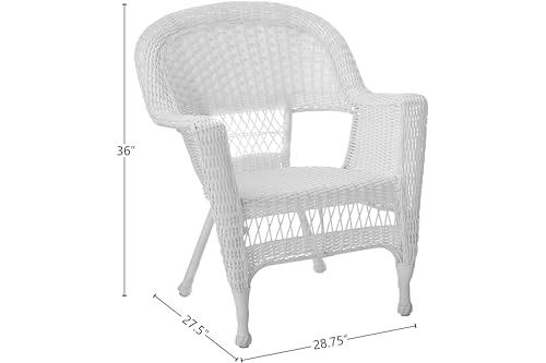 Jeco Wicker Chair with Blue Cushion, Set of 2, White/W00206- Jeco