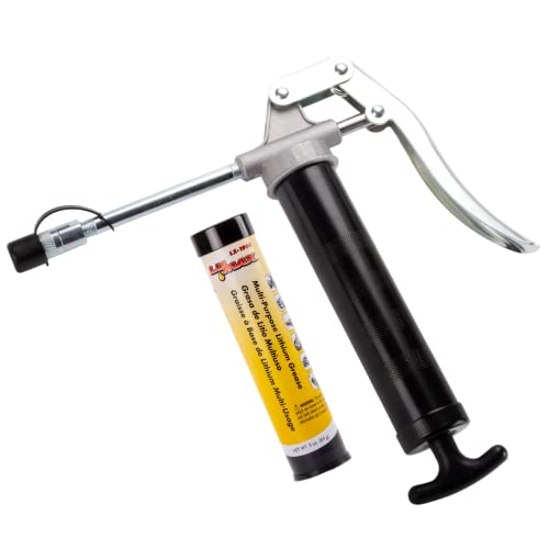 Lumax LX-1172 Black Mini-Pistol Grip Grease Gun with 3 oz. Cartridge. Compact and Lightweight Grease Gun. The Pistol Grip makes it easy for One-Hand Operation. LUMAX