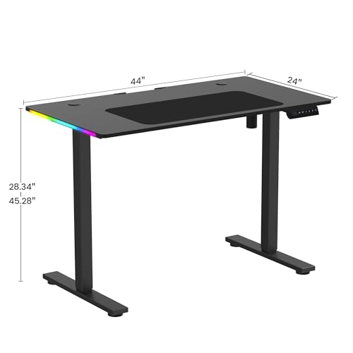 GTPLAYER RGB Electric Standing Desk, Height Adjustable Gaming Desk - Computer Desk with Mouse Pad, Home Office Desk GTPLAYER
