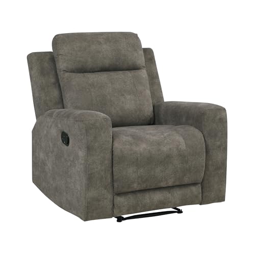 Lexicon Manual Recliner Chair, Textured Microfiber Reclining Sofa Chair, Home Theater Seating, Wall Hugger, Track Arms, Manual Recliner for Living Room/Office/Apartment, Easy Assembly, Brown Lexicon